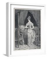 Lady Laces up Her Corset at the Back-Alphonse Leon Noel-Framed Art Print