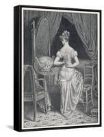 Lady Laces up Her Corset at the Back-Alphonse Leon Noel-Framed Stretched Canvas