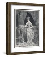 Lady Laces up Her Corset at the Back-Alphonse Leon Noel-Framed Art Print