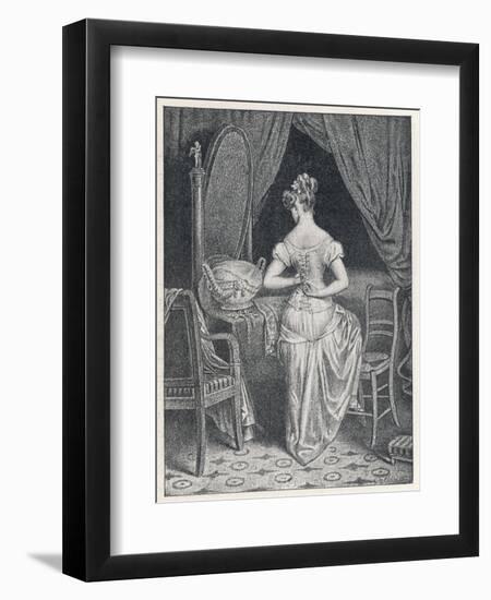 Lady Laces up Her Corset at the Back-Alphonse Leon Noel-Framed Art Print