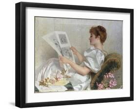 Lady Looking at Drawings, 1894-Adolfo Belimbau-Framed Giclee Print