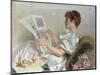 Lady Looking at Drawings, 1894-Adolfo Belimbau-Mounted Giclee Print