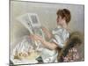 Lady Looking at Drawings, 1894-Adolfo Belimbau-Mounted Giclee Print
