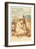 Lady Mandolin Player in Fez-null-Framed Art Print