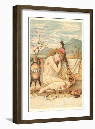 Lady Mandolin Player in Fez-null-Framed Art Print