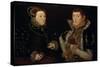 Lady Mary Neville and Her Son Gregory Fiennes, 10th Baron Dacre, 1559-Hans Eworth-Stretched Canvas