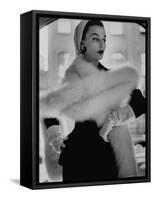 Lady Modeling a Boa Made Out of Six Rounded Skins of Natural White Fox, Selling For $350-Gordon Parks-Framed Stretched Canvas