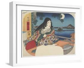 Lady Murasaki at Ishiyamadera Temple, 1847-1848-Utagawa Hiroshige-Framed Giclee Print