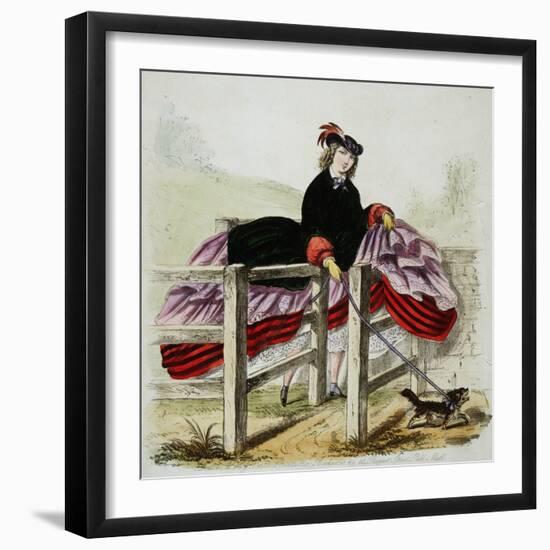 Lady Negotiates a Gate Hand-Colored Print-W.H.J. Carter-Framed Premium Giclee Print