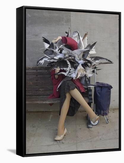 Lady of the Gulls-Banksy-Framed Stretched Canvas