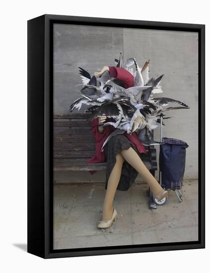 Lady of the Gulls-Banksy-Framed Stretched Canvas