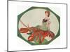 Lady on a Lobster-null-Mounted Giclee Print