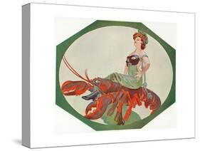 Lady on a Lobster-null-Stretched Canvas
