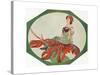 Lady on a Lobster-null-Stretched Canvas