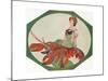 Lady on a Lobster-null-Mounted Giclee Print