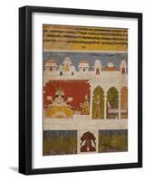 Lady on a Terrace Offers the Ancient Vedic Ritual Sacrifice to Brahma circa 1725-null-Framed Giclee Print