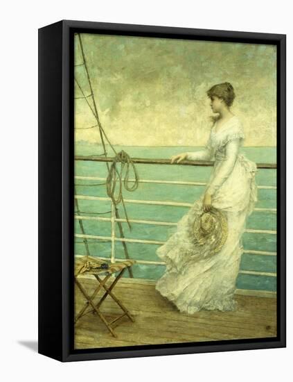 Lady on the Deck of a Ship-French School-Framed Stretched Canvas