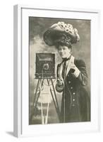 Lady Photographer in Picture Hat-null-Framed Art Print