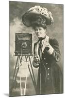 Lady Photographer in Picture Hat-null-Mounted Art Print
