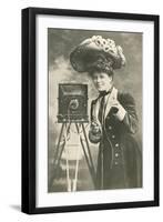 Lady Photographer in Picture Hat-null-Framed Art Print