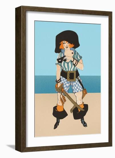 Lady Pirate with Tattoo-null-Framed Art Print