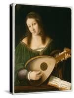 Lady Playing a Lute, c.1530-Bartolomeo Veneto-Stretched Canvas