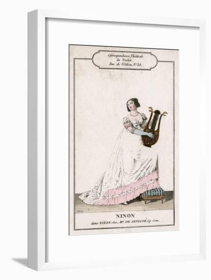 Lady Playing a Lyre-null-Framed Art Print