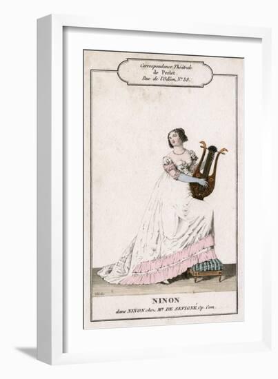 Lady Playing a Lyre-null-Framed Art Print