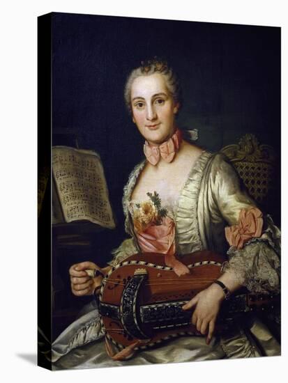 Lady Playing Hurdy-Gurdy, 1741-Donat Nonotte-Stretched Canvas
