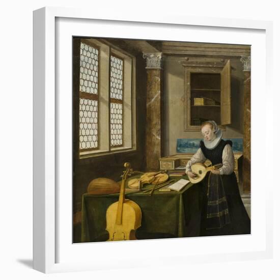 Lady Playing the Lute, c.1610-Hendrik The Younger Steenwyck-Framed Giclee Print