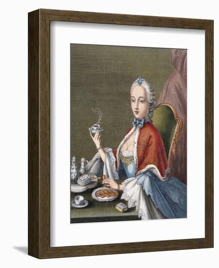 Lady Pouring Coffee, 1700 - 1740, Germany, 18th Century-null-Framed Giclee Print