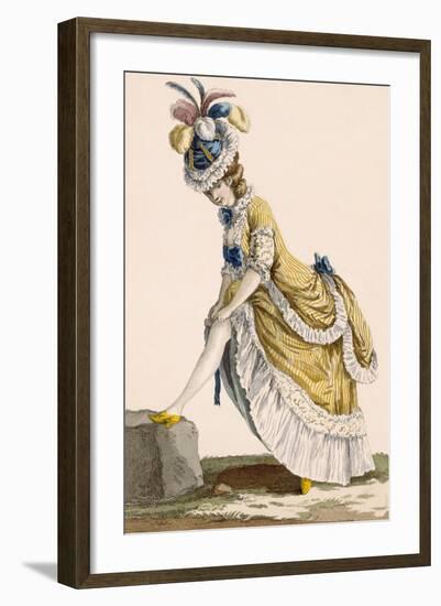 Lady Pulling Up Her Stocking, Engraved by Le Beau, Plate No.1-Pierre Thomas Le Clerc-Framed Giclee Print