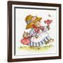 Lady Rabbit Holding a Flower Baby Bunny in Her Bag-Beverly Johnston-Framed Giclee Print