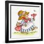 Lady Rabbit Holding a Flower Baby Bunny in Her Bag-Beverly Johnston-Framed Giclee Print