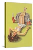 Lady Resting with Indian Clubs-null-Stretched Canvas