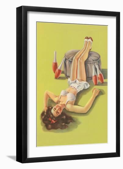 Lady Resting with Indian Clubs-null-Framed Art Print