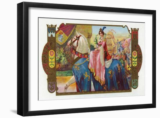 Lady Riding on a Horse Cigar Box Label-Lantern Press-Framed Art Print