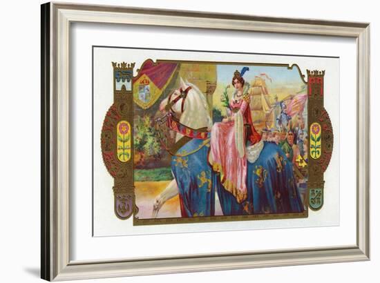 Lady Riding on a Horse Cigar Box Label-Lantern Press-Framed Art Print