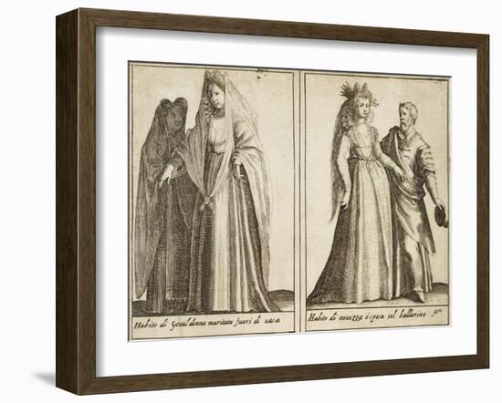 Lady's Outdoor Dress and Young Woman or Bride's Dress with Dancer-null-Framed Giclee Print