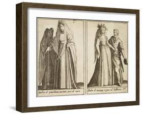 Lady's Outdoor Dress and Young Woman or Bride's Dress with Dancer-null-Framed Giclee Print