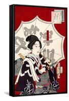 Lady Samurai with Umbrella-Kunichika toyohara-Framed Stretched Canvas
