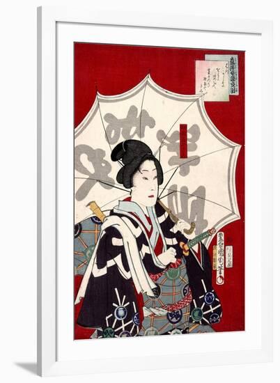 Lady Samurai with Umbrella-Kunichika toyohara-Framed Giclee Print