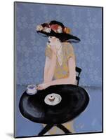 Lady Seated at Table in Black Hat with Flowers, 2015-Susan Adams-Mounted Giclee Print