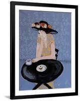 Lady Seated at Table in Black Hat with Flowers, 2015-Susan Adams-Framed Giclee Print