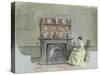 Lady Seated by Fireplace-George Goodwin Kilburne-Stretched Canvas