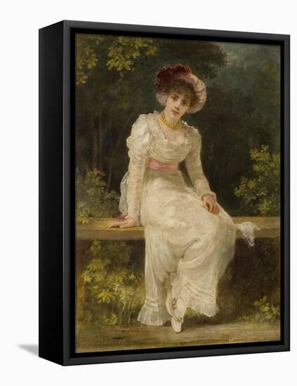 Lady Seated in a Garden-Jerry Barrett-Framed Stretched Canvas