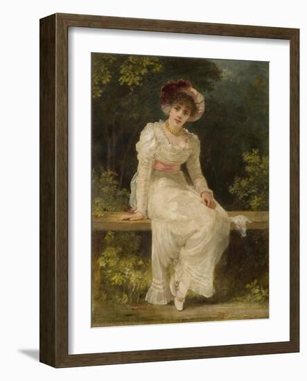 Lady Seated in a Garden-Jerry Barrett-Framed Giclee Print