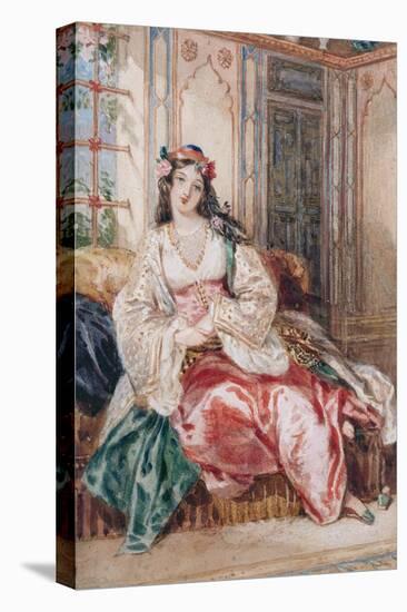 Lady Seated in an Ottoman Interior Wearing Turkish Dress, 1832-Alfred-edward Chalon-Stretched Canvas