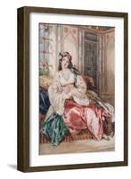 Lady Seated in an Ottoman Interior Wearing Turkish Dress, 1832-Alfred-edward Chalon-Framed Giclee Print