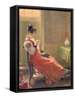 Lady Sewing, C.1830-William Henry Hunt-Framed Stretched Canvas